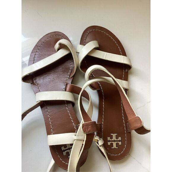 Tory Burch Leather Gladiator Sandals Sz 8.5 Cream $330.00 Retail SOLD OUT - Picture 4 of 9